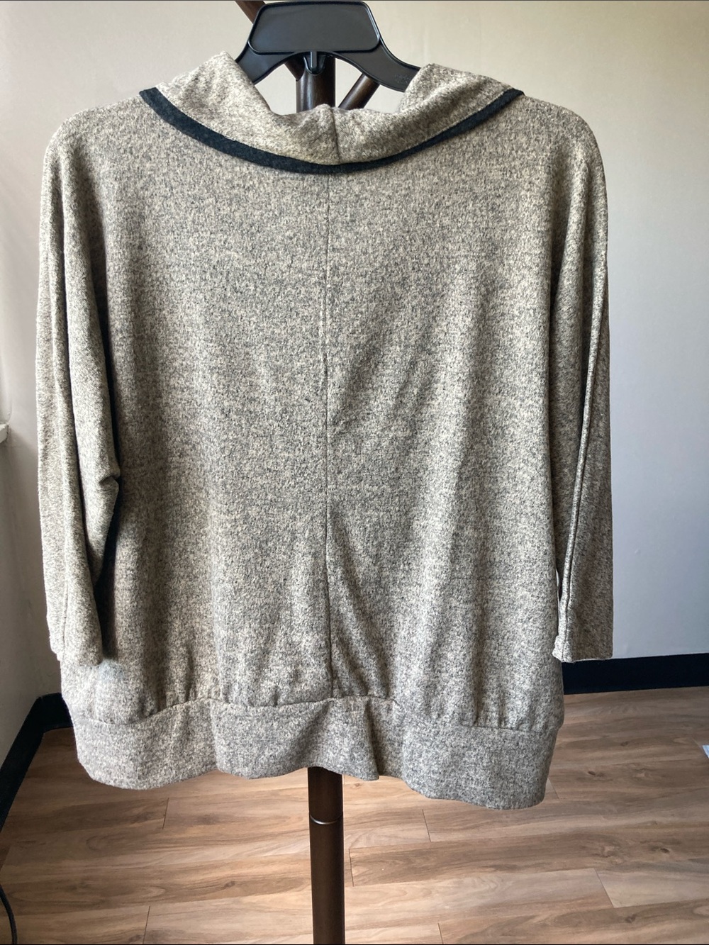 NY Collection heathers tan gray top 2X casual business casual office neutral - Picture 7 of 17